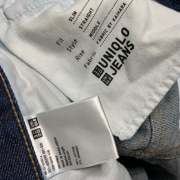UNIQLO Slim Straight Mid Rise Kaihara Mill Selvedge Jeans Size 33x31 in EUC - Picture 14 of 14